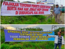 Jemaat Gereja HKBP Pabrik Tenun Lakukan Aksi Membentangkan Spanduk Di Jetun Silangit