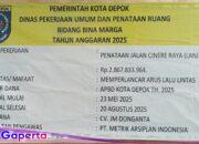 “Pemerintah Kota Depok melalui Dinas Pekerjaan Umum dan Penataan Ruang (PUPR) Bidang Bina Marga melaksanakan proyek Penataan Jalan Cinere Raya (Lanjutan)”