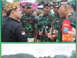 KASREM 121/ABW KOLONEL INF DADANG ISMAIL MARZUKI DAN SATGAS TERITORIAL PAMTAS GELAR “KUALI MERAH PUTIH” BERSAMA BOBON SANTOSO DI PERBATASAN RI–MALAYSIA