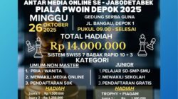 PWOIN Gelar Turnamen Catur Antar Media Online dan Pelajar Se-Jabodetabek Hari Ini, Total Hadiah Rp 14 Juta