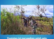 Gotong Royong Satgas Yonif 521/DY Bersama Masyarakat Buka Lahan Baru Untuk Swasembada Pangan di Eragayam